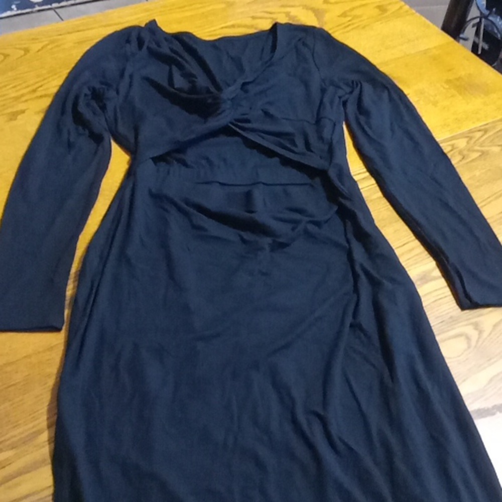 HALARA DRESS Womens BLACK Large MAXI RIBBED Cocktail Party Casual Long Sleeve zz